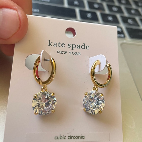 Kate Spade Round CZ Crystal Huggie Hoop Earrings - Picture 4 of 7